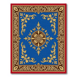 Royal Blue Ornate Gold Medallion Area Rug
