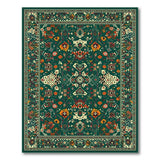 Emerald Green Persian Area Rug with Vibrant Motifs