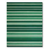 Lush Green Horizontal Stripe Woven Rug