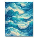 Coastal Beach Dynamic Ocean Waves Blue Teal Area Rug