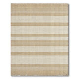 Beige and Neutral Beige Striped Woven Fringe Area Rug