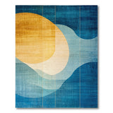 Teal Waves Golden Sun Abstract Area Rug