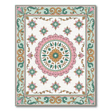 Ornate Pink Teal Medallion Persian Rug