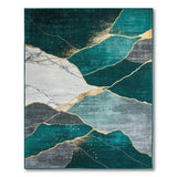 Green Emerald Green Gold Vein Marble Abstract Area Rug