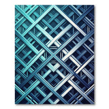 Teal Blue Geometric Lattice Area Rug