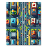 Vibrant City Intersection Aerial View Area Rug