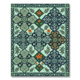 Blue and Teal Teal Ornate Medallion Persian Area Rug
