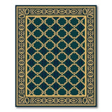 Teal Gold Octagon Lattice Area Rug