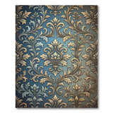 Elegant Blue Damask Floral Vintage Rug