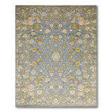 Grey Persian Floral Area Rug with Gold Accents
