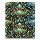 Distressed Teal Baroque Frame Area Rug