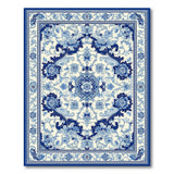 Blue and Teal Blue Floral Vintage Washable Area Rug