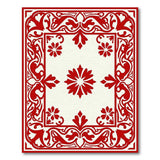 Elegant Red Floral Border Area Rug