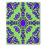 Purple Swirl Tribal Motif Green Area Rug