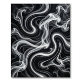 Ethereal Swirling Smoke Black White Area Rug