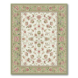 Green Border Pink Floral Persian Area Rug