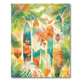 ODIKA Tropical Surfboard Art Washable Area Rug - Low Pile Non-Slip Coastal Decor