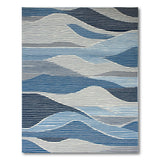Abstract Blue Wave Geometric Area Rug