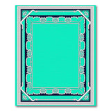 Ornate Teal Border Area Rug