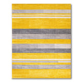 Vibrant Yellow Grey Striped Geometric Area Rug