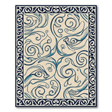 Navy Blue Swirling Vines Persian Rug