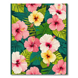 ODIKA Tropical Hibiscus Washable Area Rug - Low Pile Non-Slip Floral Carpet