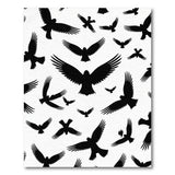 Black Raven Silhouette Pattern Area Rug