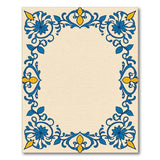 Azulejo-Inspired Blue Floral Border Area Rug