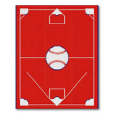 Kids Cartoon Red Baseball Diamond Area Rug