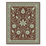 Teal Floral Art Nouveau Area Rug