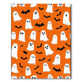 Whimsical Ghosts Bats Orange Halloween Rug