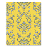 Elegant Blue Floral Damask on Yellow Area Rug