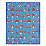 Whimsical Red Mushroom Blue Area Rug