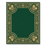 Elegant Emerald Green Rug with Gilded Floral Border