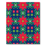 Red Poinsettia Floral Area Rug on Navy