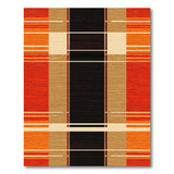 Bold Orange Black Grid Geometric Area Rug