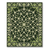 Ornate Green Floral Lattice Persian Rug