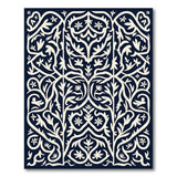 Navy Persian Floral Vine Area Rug