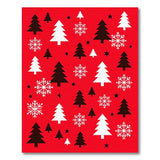 Festive Red Christmas Trees Snowflakes Stars Rug