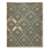 Teal Gold Ornate Floral Geometric Area Rug