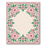 Ornate Pink Peony Border Area Rug