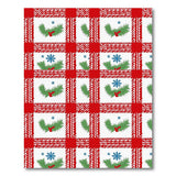 Festive Red Plaid Holly Snowflake Area Rug