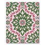 Blush Pink Emerald Green Floral Vintage Rug