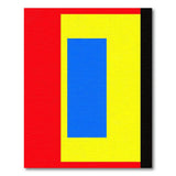 Bold Red Framed Yellow Blue Geometric Area Rug