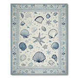 Coastal Blue Seashell Starfish Area Rug