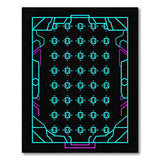 Neon Cyan Geometric Grid Area Rug