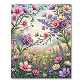 Pink Purple Wildflower Meadow Area Rug