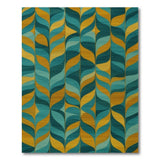 Blue and Teal Blue Teal Wavy Geometric Area Rug