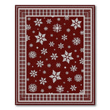 Festive Red Snowflake Plaid Border Rug