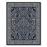 Navy Persian Area Rug with Ornate Ivory Motifs